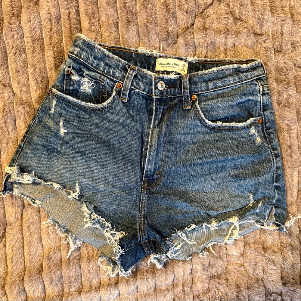 Abercrombie & Fitch Blue Distressed Jean Shorts